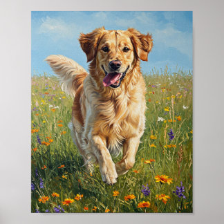 Golden Retriever Lauf | Impressionistische Kunst Poster