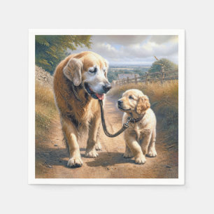 Golden Retriever laufen auf einer Landstraße Serviette