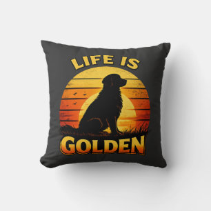 Golden Retriever Leben ist goldener Sonnenuntergan Kissen