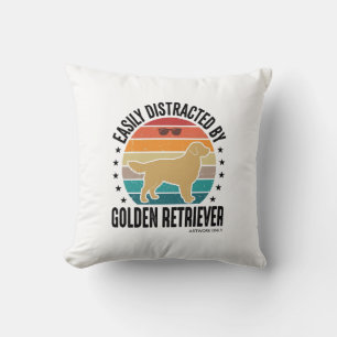 Golden Retriever Leicht Ablenkbar Vintage-Hundedes Kissen