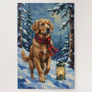 Golden Retriever Leitstern im schneebedeckten Wald