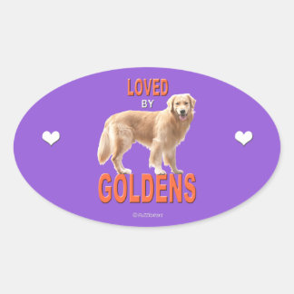 Golden Retriever "Liebe" Oval Aufkleber