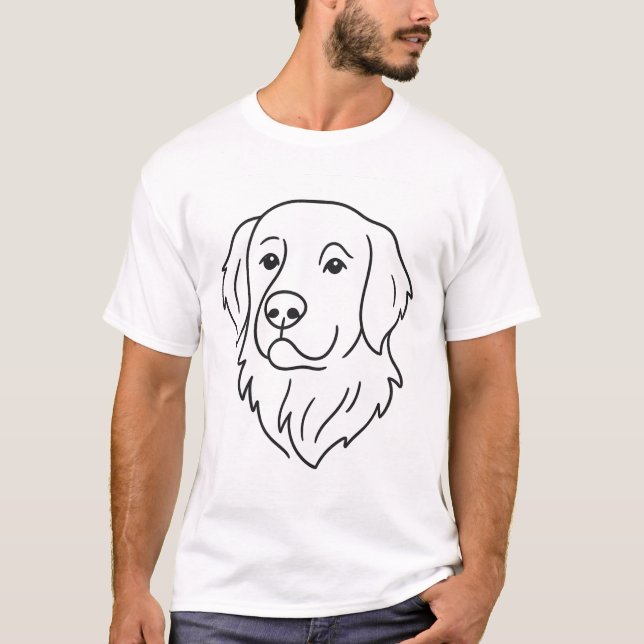 Golden Retriever Line Kunst - Minimalistischer Hun T-Shirt (Vorderseite)