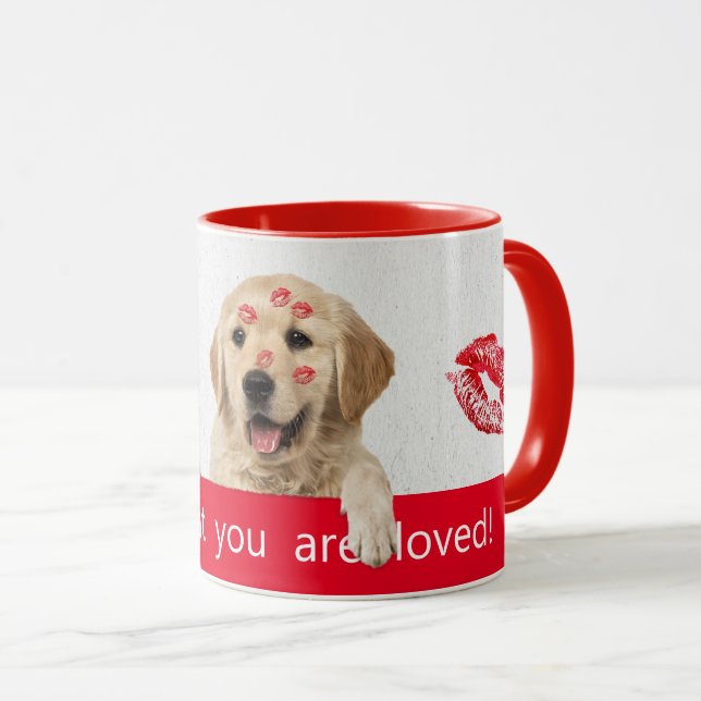 Golden Retriever Lippenstiftküsse Tasse (VorderseiteRechts)