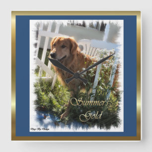 Golden Retriever Lovers Art Gifts Quadratische Wanduhr