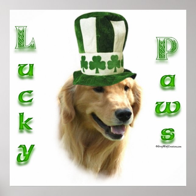 Golden Retriever Lucky Paws Poster (Vorne)