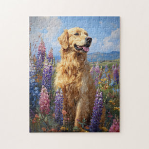 Golden Retriever Lupine Blume