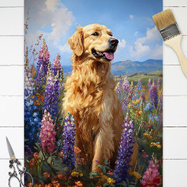 Golden Retriever Lupine Blume Decoupage Seidenpapier