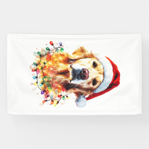 Golden Retriever Lustiger Hund Weihnachten Santa H Banner