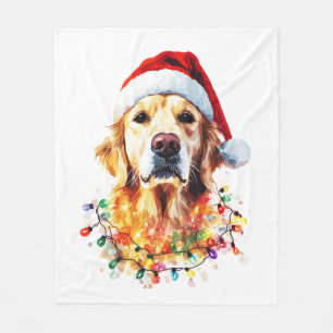 Golden Retriever Lustiger Hund Weihnachten Santa H Fleecedecke
