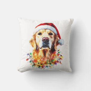 Golden Retriever Lustiger Hund Weihnachten Santa H Kissen