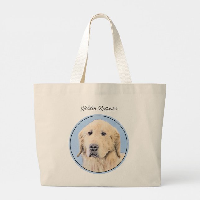 Golden Retriever Malerei Niedlich Original Hunde K Jumbo Stoffbeutel (Rückseite)