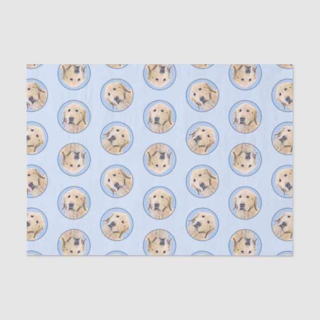 Golden Retriever Malerei Niedlich Original Hunde K Seidenpapier (Vorderseite)