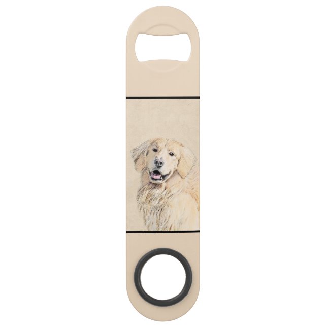 Golden Retriever Malerei - Niedliche Original Hund Speed Flaschenöffner (Vorderseite)