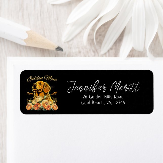 Golden Retriever Mama Floral Boho Chic Dog Portrai (Insitu)