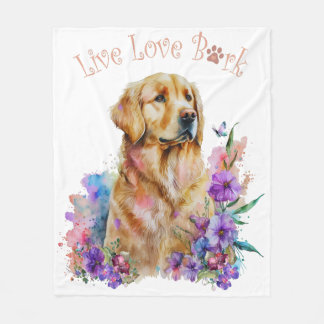 Golden Retriever Mama Floral Fleecedecke