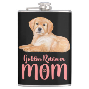 Golden Retriever Mama Geschenk Wasserfarbe Welpe H Flachmann