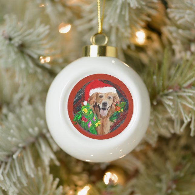 Golden Retriever Mama Niedlich Hunde Rasse Keramik Kugel-Ornament (Baum)