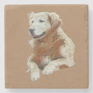 Golden Retriever Marmor Untersetzer gestrichen