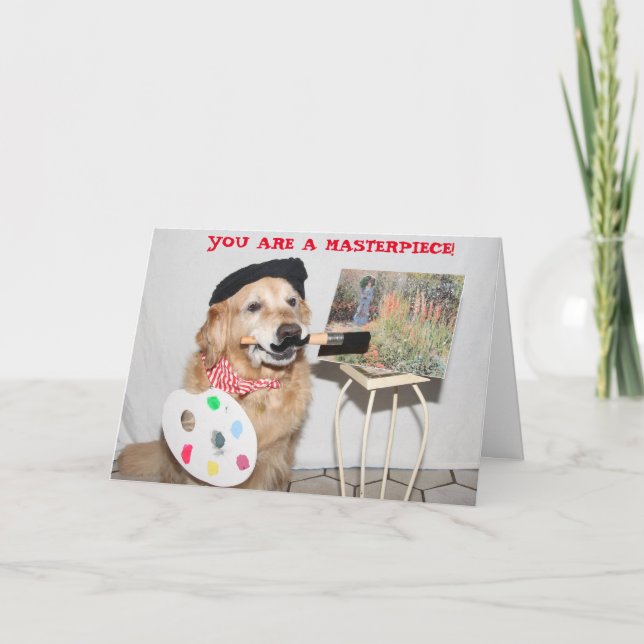 Golden Retriever Masterpiece Artist Geburtstag Karte (Vorderseite)