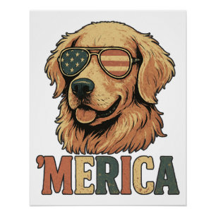 Golden Retriever 'Merica Sonnenbrille Poster