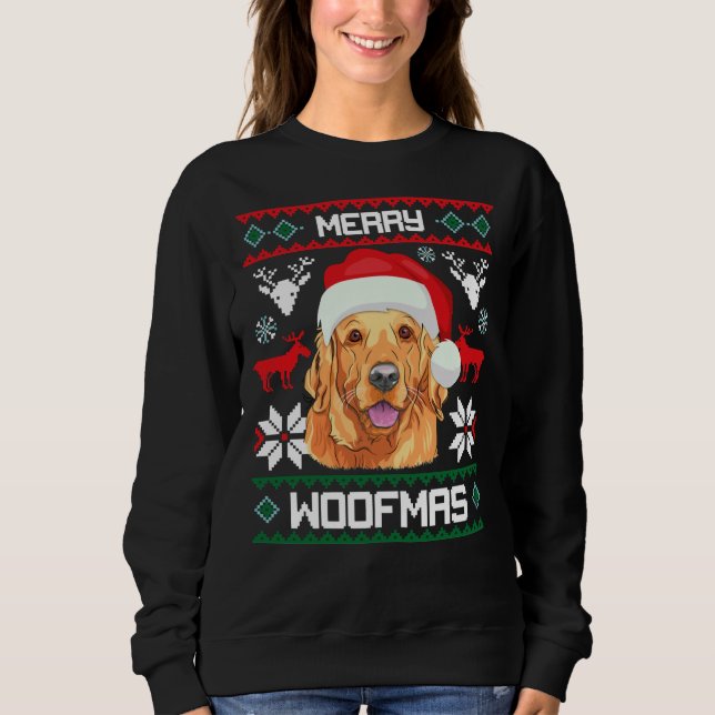 Golden Retriever Merry Woofmas Sweat Dog Weihnacht Sweatshirt (Vorderseite)