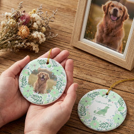 Golden Retriever Mint Green Custom Photo Memorial  Keramik Ornament