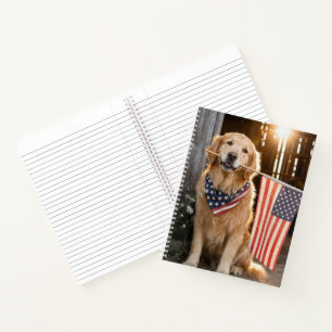Golden Retriever mit amerikanischer Flagge Notizbuch