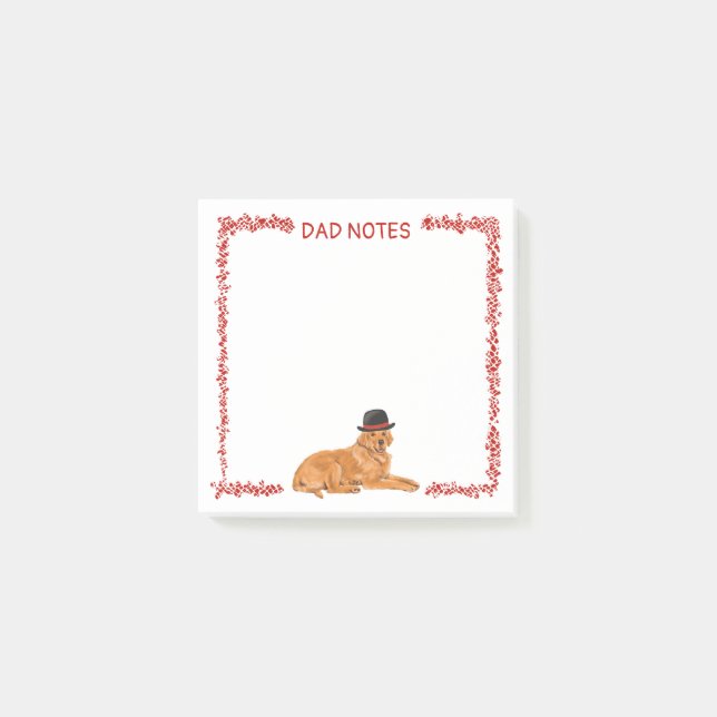 Golden Retriever mit Black Hat Post-it Klebezettel (Vorderseite)