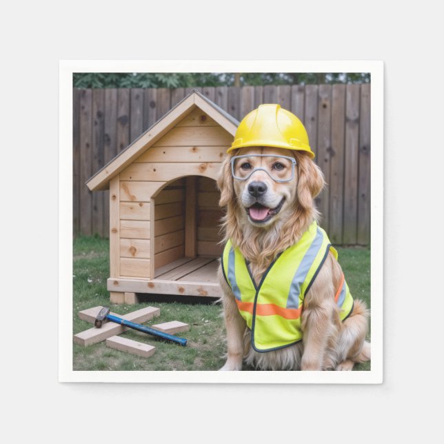Golden Retriever mit einem Hard Hat und Vest Serviette (Vorderseite)
