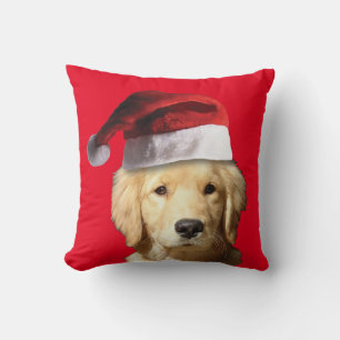 Golden Retriever mit einem Weihnachtshut Kissen