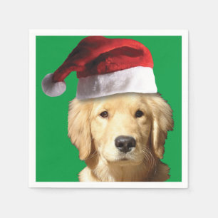 Golden Retriever mit einem Weihnachtshut Serviette