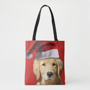 Golden Retriever mit einem Weihnachtshut Tasche