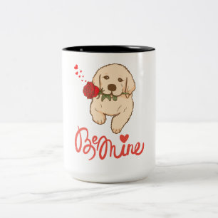 Golden Retriever mit einer Rose. Seid mein Zweifarbige Tasse