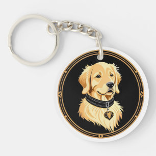 Golden Retriever mit elegantem Halsband Schlüsselanhänger