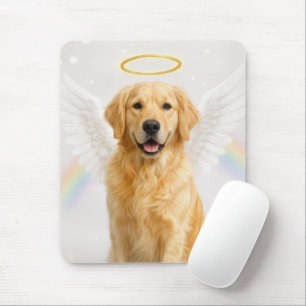 Golden Retriever mit Engelsflügeln und Heiligensch Mousepad