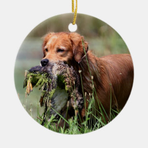 Golden retriever mit Ente Verzierung Keramikornament