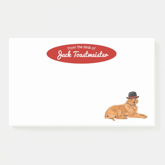 Golden Retriever mit Hutanstrich Post-it Klebezettel (Vorderseite)