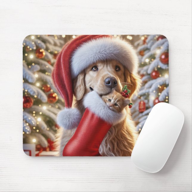 Golden Retriever mit Ingwer Kitten im Strumpf Mousepad (Mit Mouse)