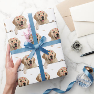 Golden Retriever mit Lippenstift Küssen Geschenkpapier