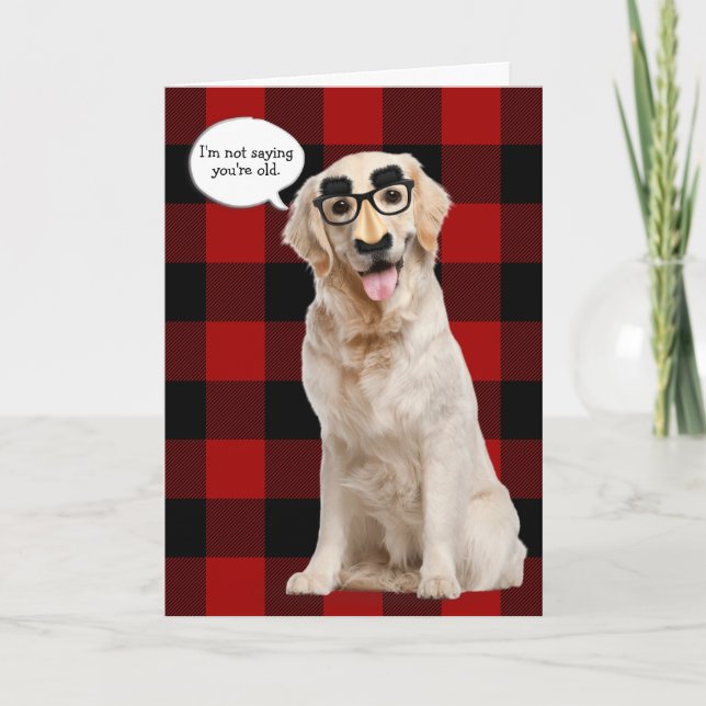 Golden Retriever mit Maske kariert Karte (Vorderseite)