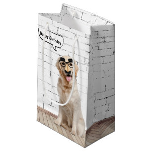 Golden Retriever mit Mustache Maske Kleine Geschen Geschenktüte
