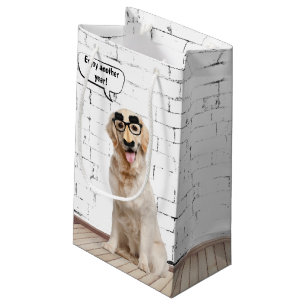 Golden Retriever mit Mustache Maske Kleine Geschenktüte