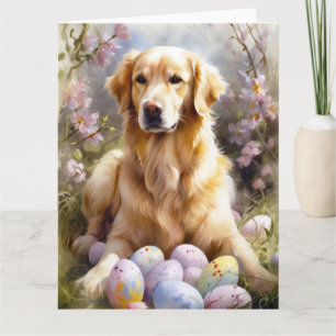 Golden Retriever mit Ostereiern Karte