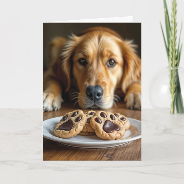 Golden Retriever mit Pawprint Cookies Karte (Vorderseite)