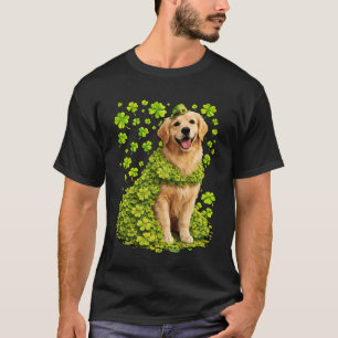 Golden Retriever mit Shamrocks Kleeblatt St. Patri T-Shirt