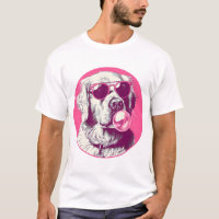Golden Retriever mit Sonnenbrille Rosa Kaugummi