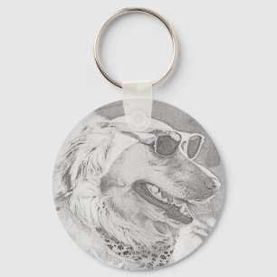 Golden Retriever mit Sonnenbrille Schlüsselanhänger