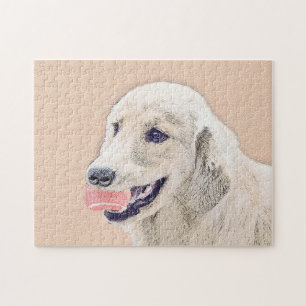 Golden Retriever mit Tennis Ball Malerei Hund Kuns