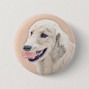 Golden Retriever mit Tennis Ball Malerei Hund Kuns Button